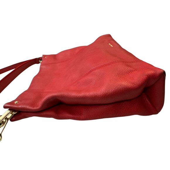 Michael Kors Red Leather Crossbody Hobo Handbag Bag Shoulder - Picture 7 of 16